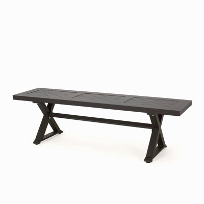 Banc de salle à manger d'extérieur, noir mat antique
