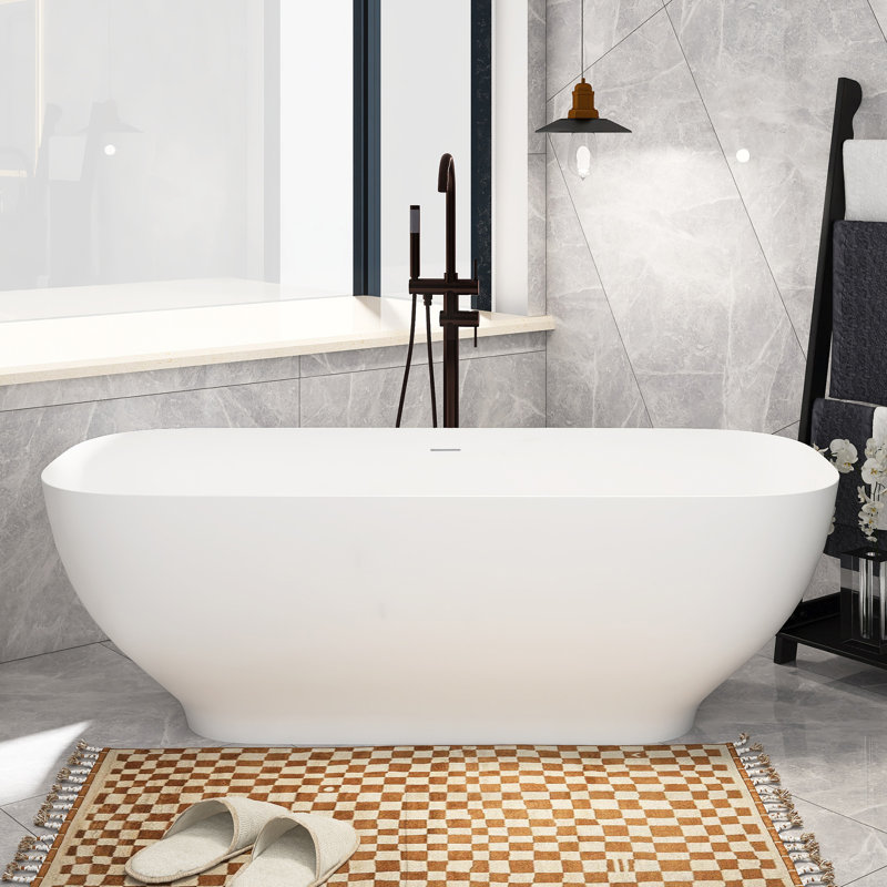 67'' x 29.5'' Freestanding Soaking Solid Surface Bathtub
