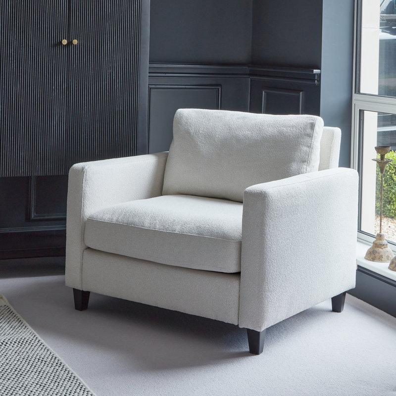 Aharshi Upholstered Armchair, Light Beige, Black Oak