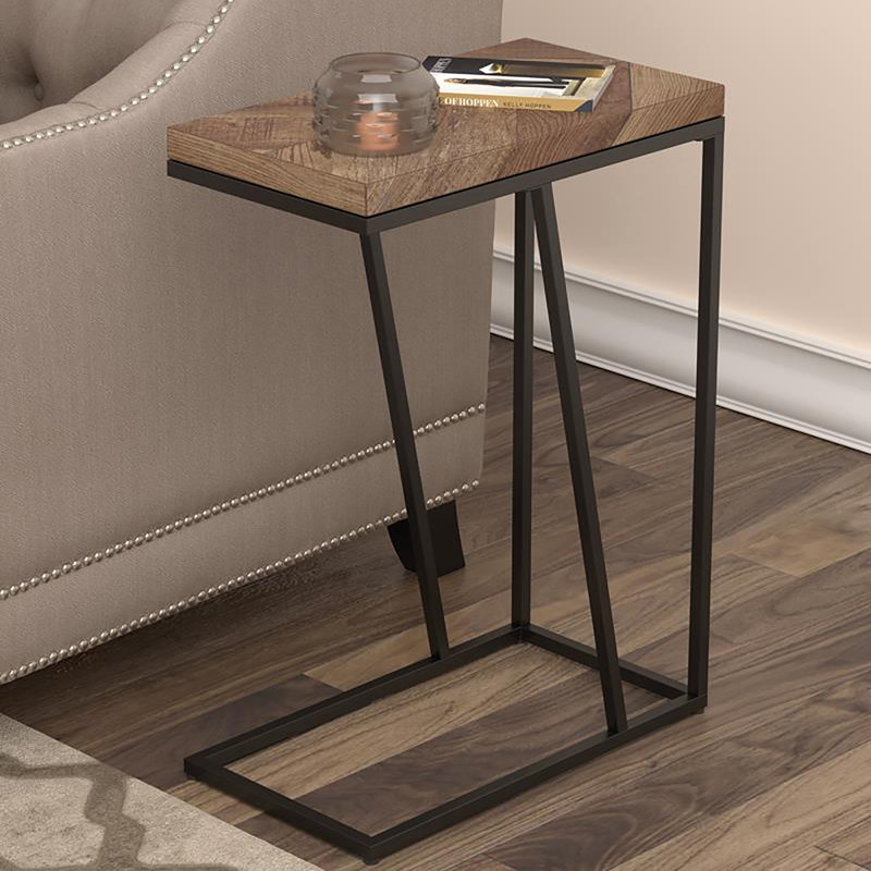 Table d'appoint rustique tabac à chevrons et noir sablé, parfaite pour ajouter une touche d'élégance et de fonctionnalité à n'importe quelle pièce.