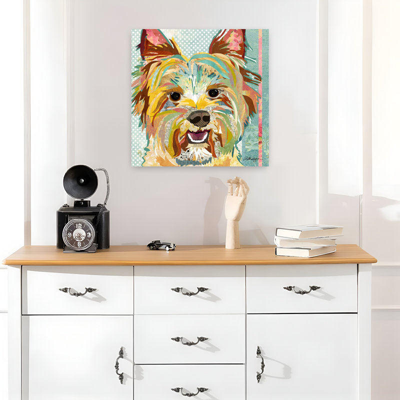 Yorkie, art contemporain pour chien, H 18 po x l 18 po