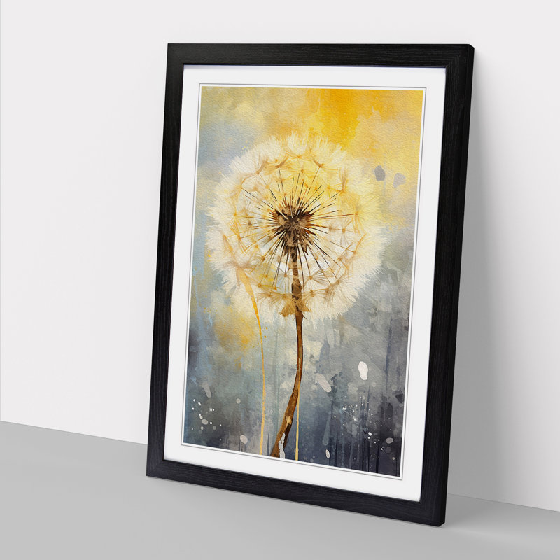 Dandelion Gestural No.2 - Single Picture Frame Print on Wood, Black Framed, 46cm H x 34cm W