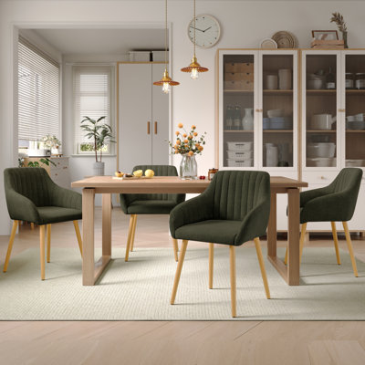 49.5cm H Upholstered Dining Chairs With Wooden Legs