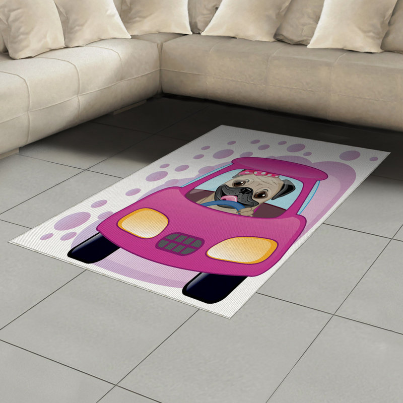 Pug High Density Long Fiber Poly Threads Decorative Area Rug Carpet, Rectangle 4' x 5'8"