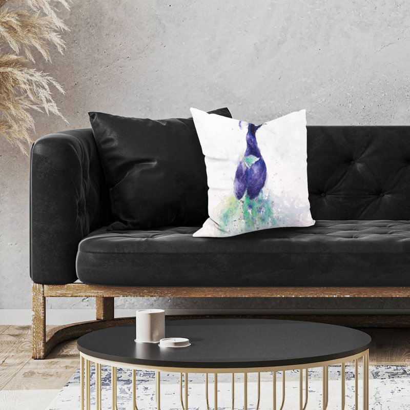 Graceful peacock - 18"x18" Throw pillow - Poly twill - Print on demand
