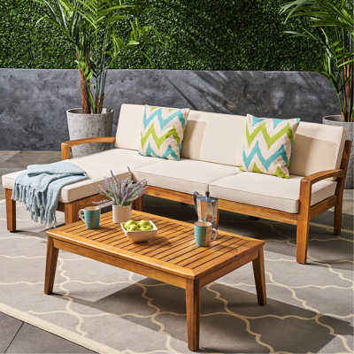 + Ensemble de sièges d'extérieur beige avec cadre et sièges modulaires pour le confort