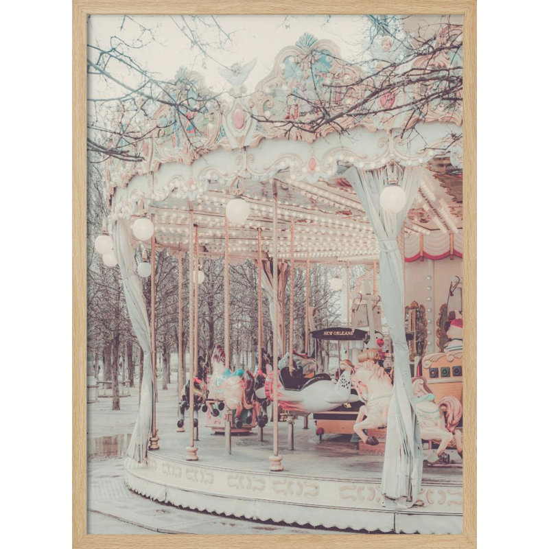 "Paris Carousel III", art mural texturé encadré, Naturel, H 40 po x l 30 po