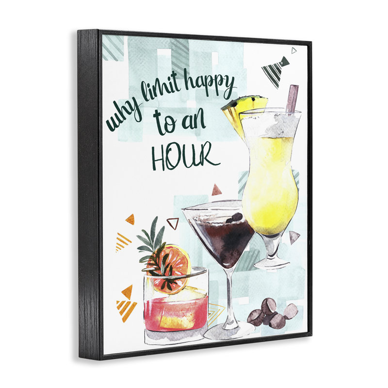 Pourquoi Limit Happy To An Hour, estampe numérique, design par Femvisionary, H 14 po x l 11 po, Giclée encadrée noir minuit