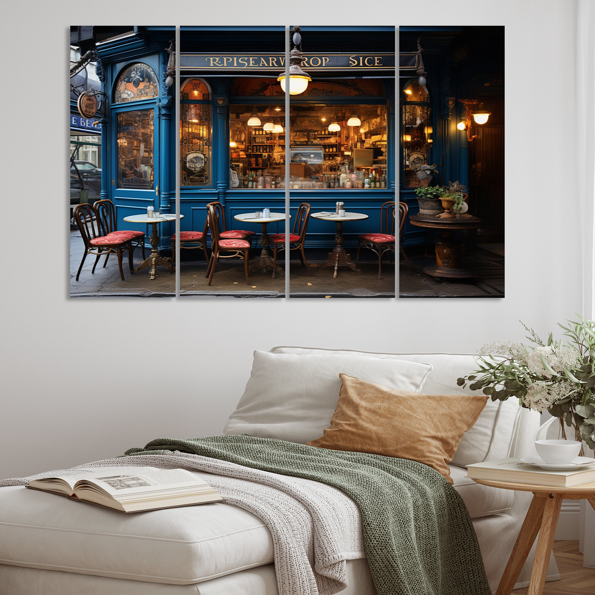 Winston Porter France Parisian Cafe Blues On Canvas 4 Pieces Print ...