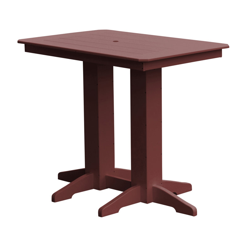 Nettie Rectangular Outdoor Bar Table With Umbrella Hole , in. W 33'' in. D, Cherrywood, 33" W x 48" L x 42" H