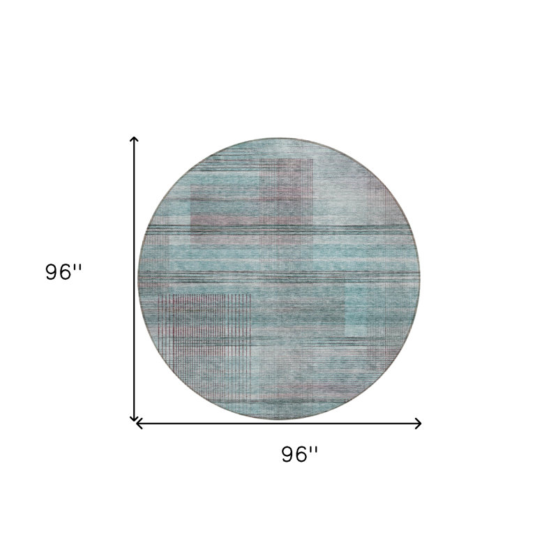 Tapis intérieur lavable rayé 8 pi bleu sarcelle gris et gris
