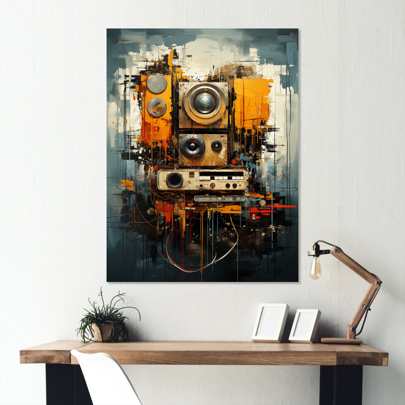 Cassette Monster Popart I - Cassette, art mural en métal, H 40 po x l 30 po x P 1,5 po