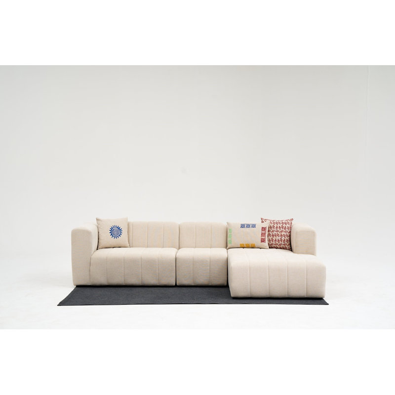 Canapé modulaire 50,304 po Tinnelle, 100 % polyester crème, Accoudoir à gauche (vu de face)