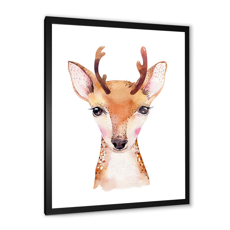 Mignon portrait d'antilope II - peinture, Cadre photo noir, H 20 po x l 12 po x P 1 po