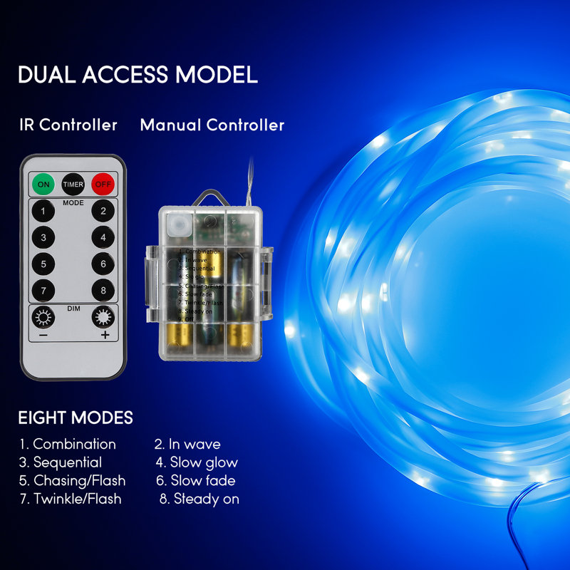 Atlantis 100 - Bulb 33'' Battery Powered LED Rope String Light