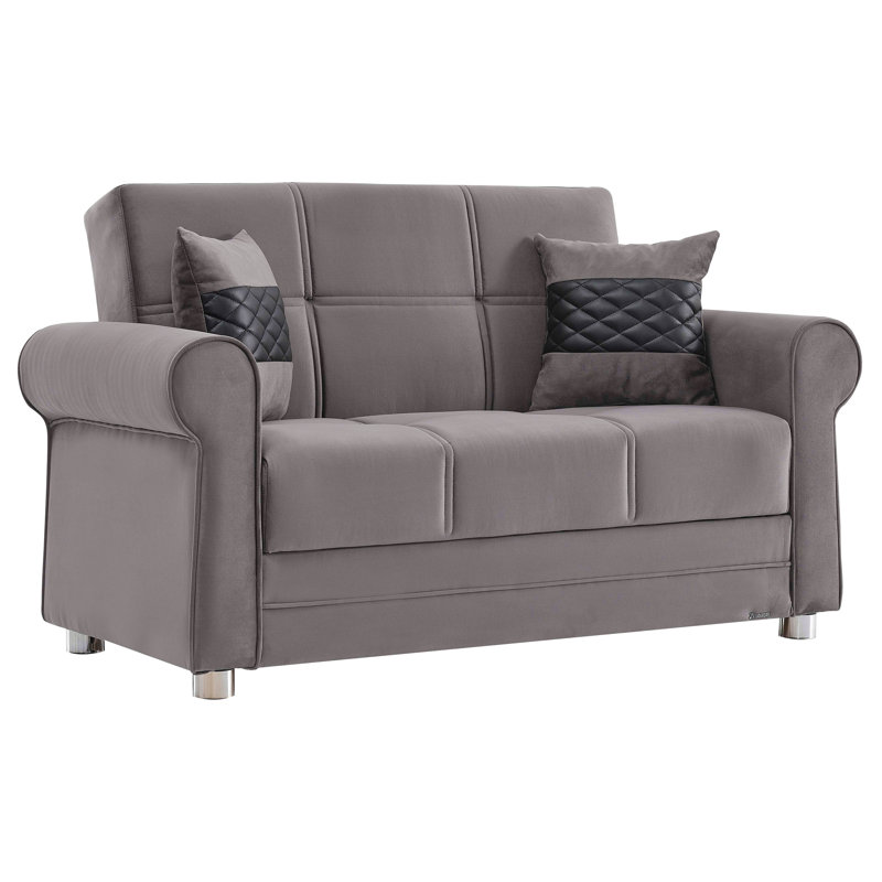 Causeuse convertible rembourrée avec rangement, gris, Gris