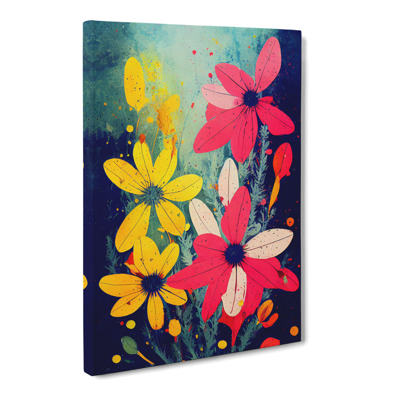CAN-V0523-2882X Wildflowers Paint Splatter Vol.1 - Wrapped Canvas Print, 50cm H x 35cm W