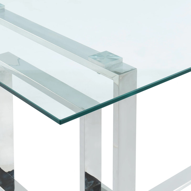Table de salle à manger Aosh, H 29,5 po x l 35,5 po x L 71 po, Argent