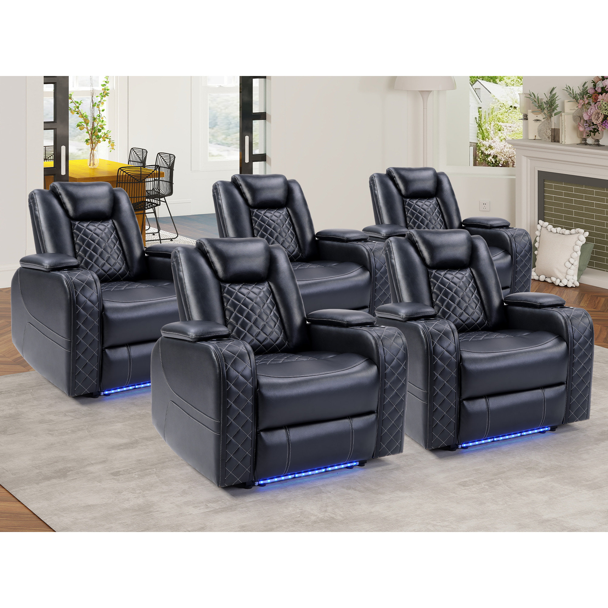Latitude Run® 36.2" Wide Luxury Vegan Leather Power Recliner Home ...