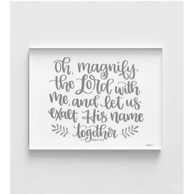 Oh Magnify The Lord, Exra Large Psalm 34:3 Bible Quote Print, God Sign Poster, Minimalist Religious Wall Decor