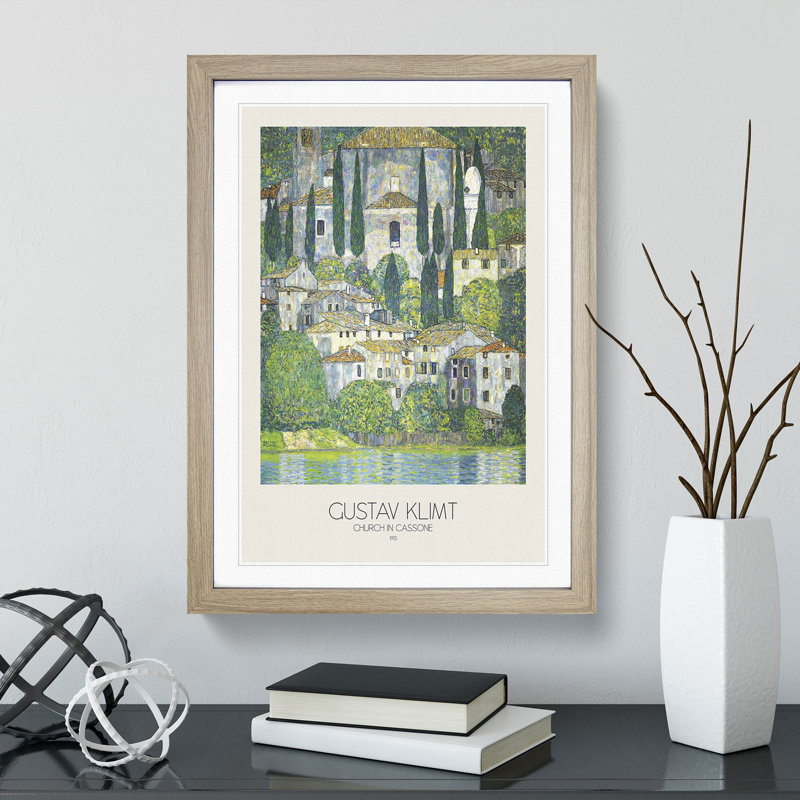 Church in Cassone with Border by Gustav Klimt - Framed Print, Oak Framed, 65cm H x 48cm W x 2cm D