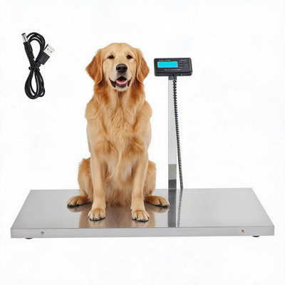 Balance numérique robuste pour animaux de compagnie, balance industrielle pour bétail – Plateforme large en acier inoxydable 103 x 53 cm – Capacité 500 kg – Unités multiples (kg/lb/oz) – Usage vétérinaire, animaux d'élevage, animaux de compagnie, entrepôt – Norme américaine
