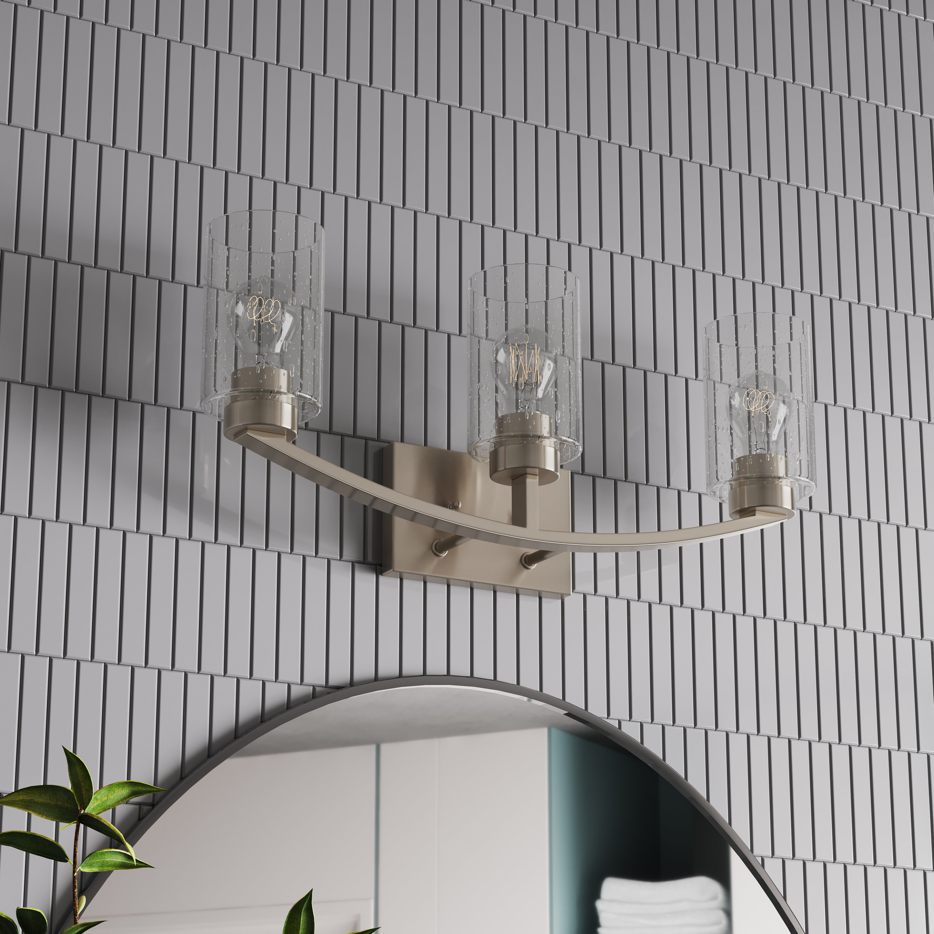 Ebern Designs Niasia 3LIght Dimmable Bathroom Clear Glass Vanity Light