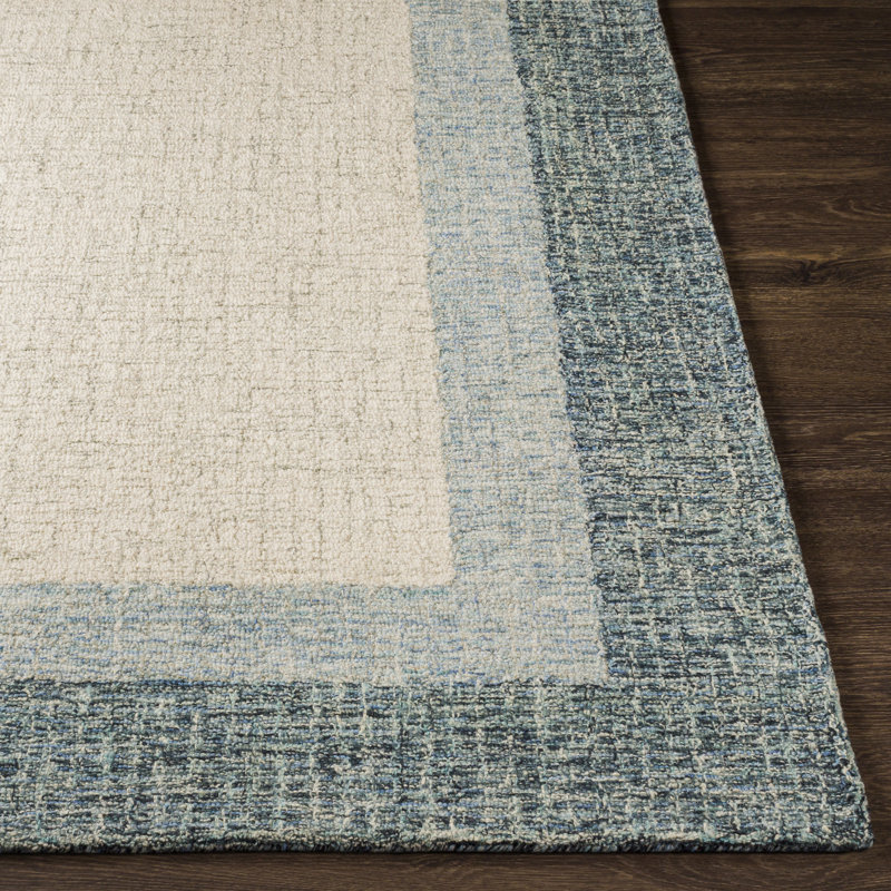 Tapis bleu en laine touffeté à la main Renne, Rectangle 2 pi x 3 pi