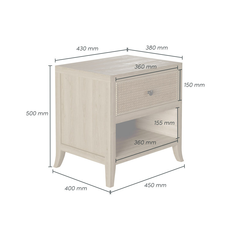 Danalynn 45 cm W Bedside Table