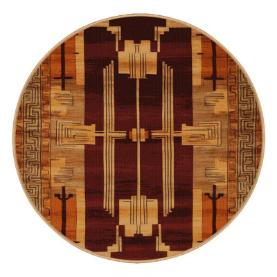 Machine Washable Art Deco Brown Area Rug