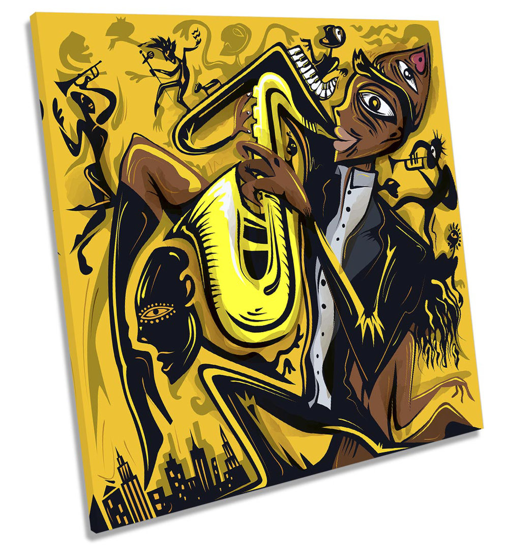 Z1661 Jazz Music Saxophone Player - Wrapped Canvas Painting
