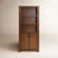 Bibliothèque quotidienne en bois rustique avec portes, tablettes de bibliothèque, centre de rangement, entièrement assemblée, brun