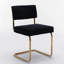 Chaises de salle à manger 2 pièces à la mode, velours côtelé noir, base en métal doré et motif de capitonnage à canaux envoûtants