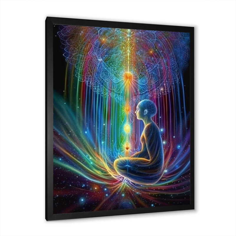 Iridiscent Rainbow Awakening - Imprimé, Cadre simple noir, H 40 po x l 30 po x P 1,5 po