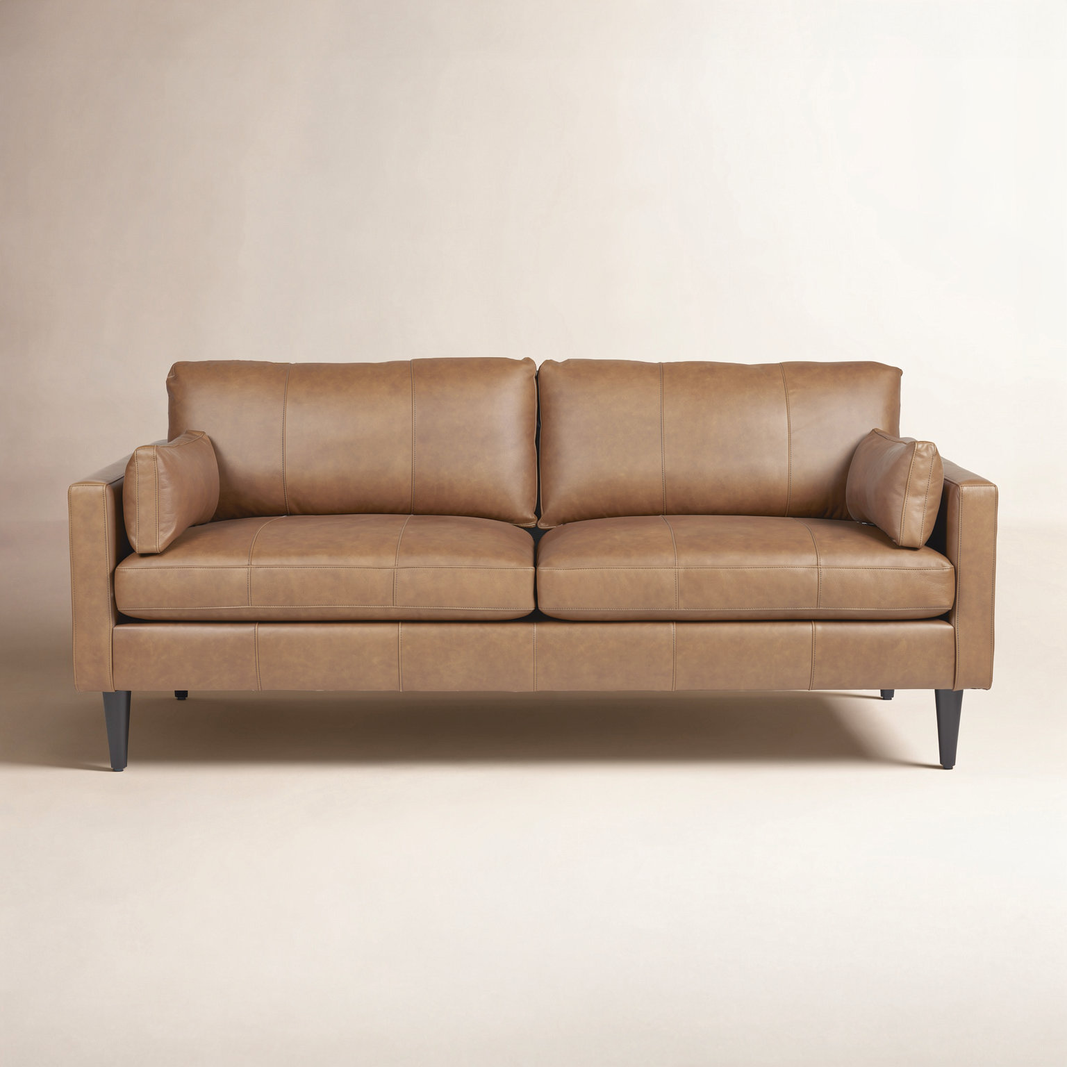 Viveros 81" Leather Sofa, Brown Genuine Leather, Espresso