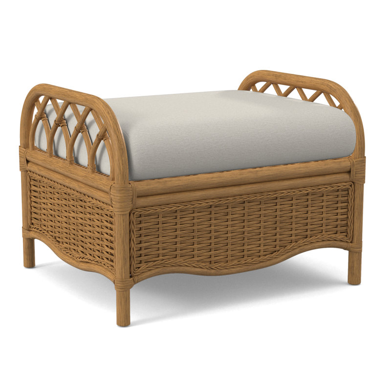 Everglade Ottoman, Honey, White Performance Fabric; 0851-94