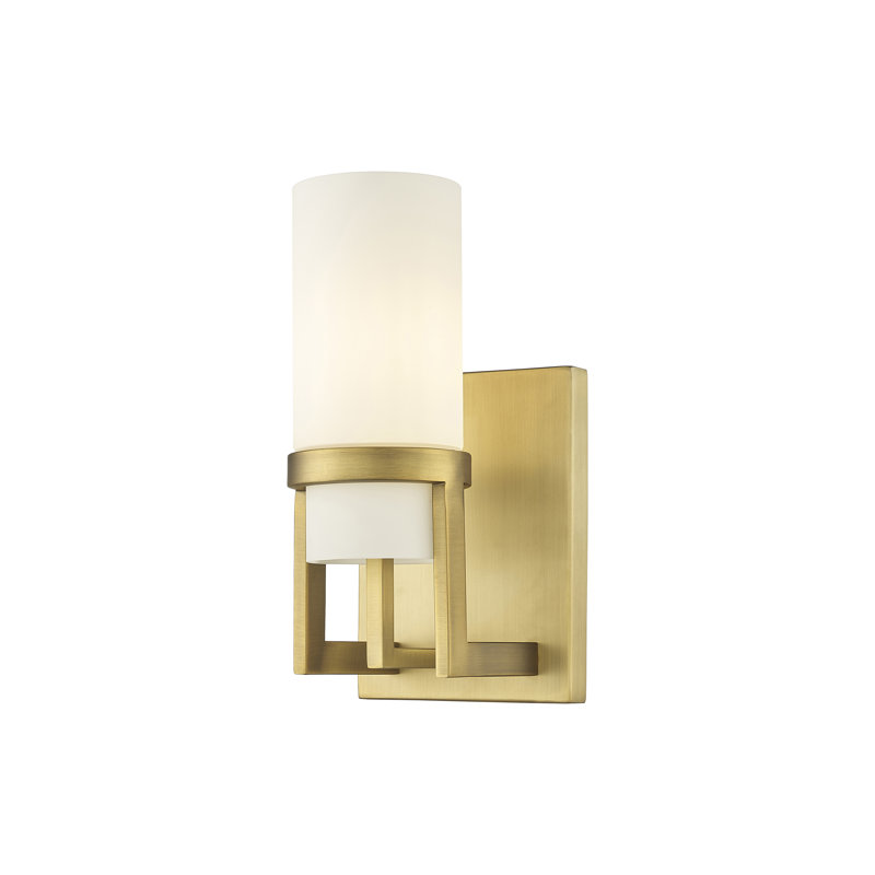 Utopia 1 Light 8" Wall-mounted Sconce, Brushed Brass, Matte White