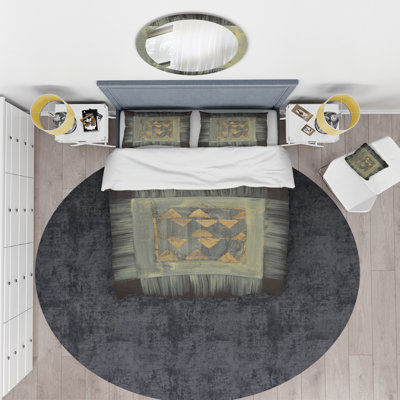 Tapisserie géométrique dorée - ensemble de housse de couette moderne et transitionnel - microfibre de polyester