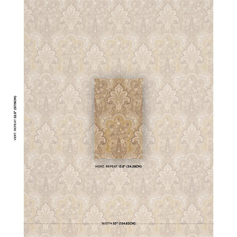 New Castle Paisley Fabric, Travertine
