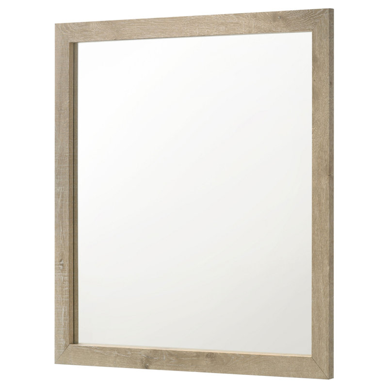 Miroir de coiffeuse Tyna, cadre épais, chêne brun vieilli, 101,6 cm (40 po)