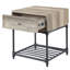 Table d'appoint en chêne et plage noire avec tablette inférieure rayée