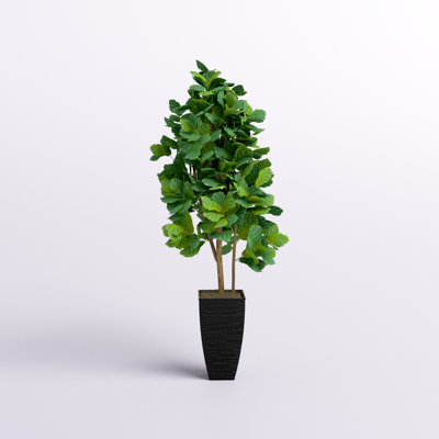 72'' Faux Fiddle Leaf Fig Tree in Metal Planter