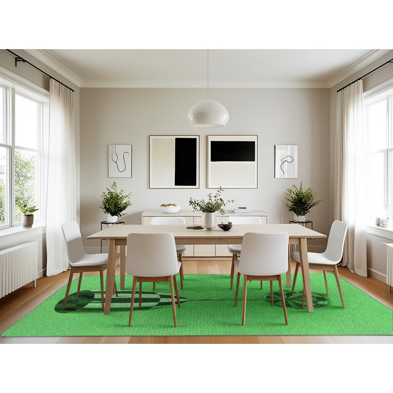 Tapis vert tissé à la machine, Rectangle 7 pi x 10 pi