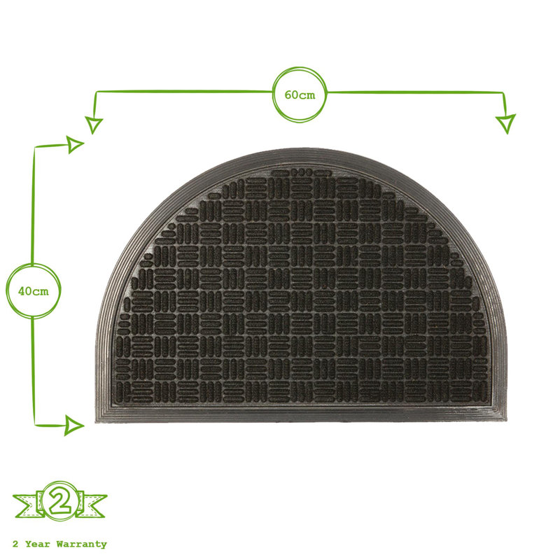 Nicola Spring - Heavy Duty Door Mat - 60 x 40cm, Black/Grey