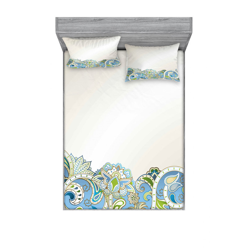 Ensemble de draps à motif floral, Ensemble de drap pour grand lit avec drap-housse
