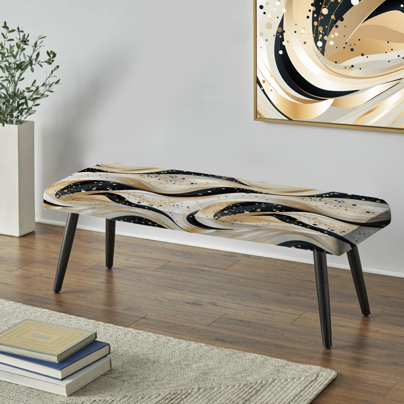 Or et blanc champagne marbre vagues - banc rembourré en marbre noir
