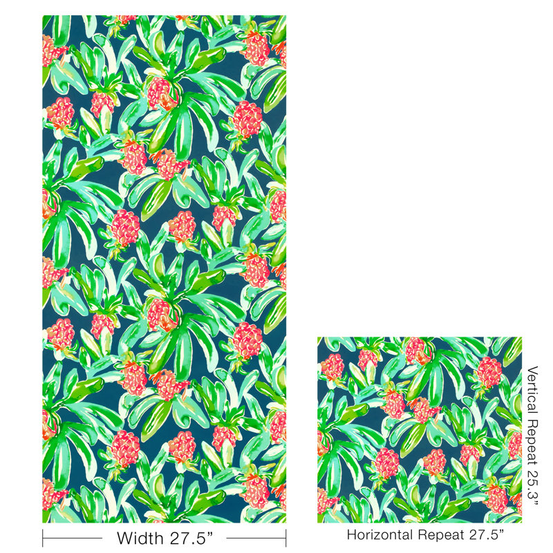 Lilly Pulitzer Island Exotic Wallpaper, Navy/Green