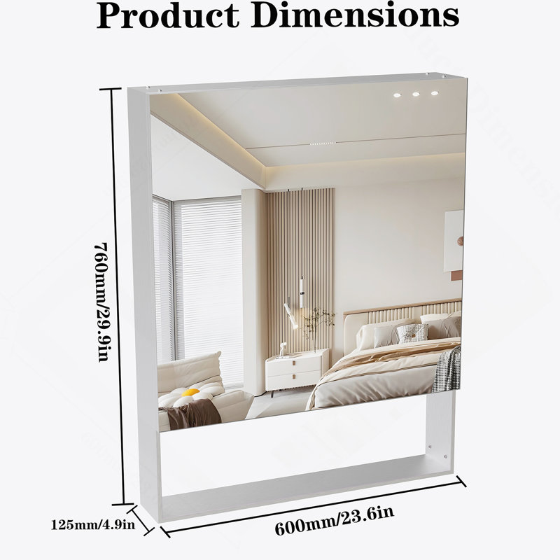 Armoire de rangement avec miroir pour salle de bain, armoire de salle de bain murale avec tablettes réglables