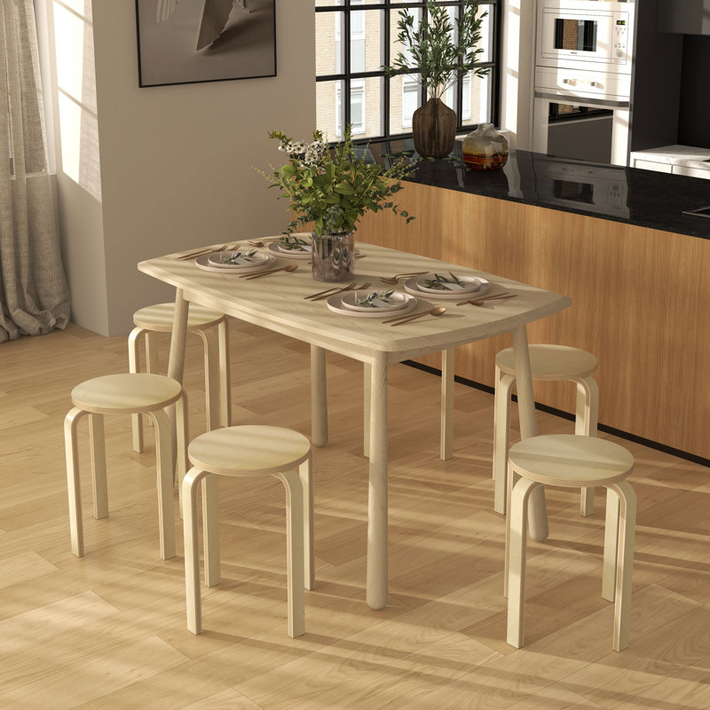 Stackable Stools Set of 6, 18-Inch Round Backless Stools for Kitchen