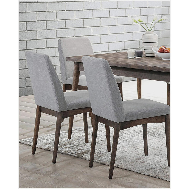 Ensemble de 2 chaises de salle à manger de style Mid-Century rembourrées en tissu de bois massif